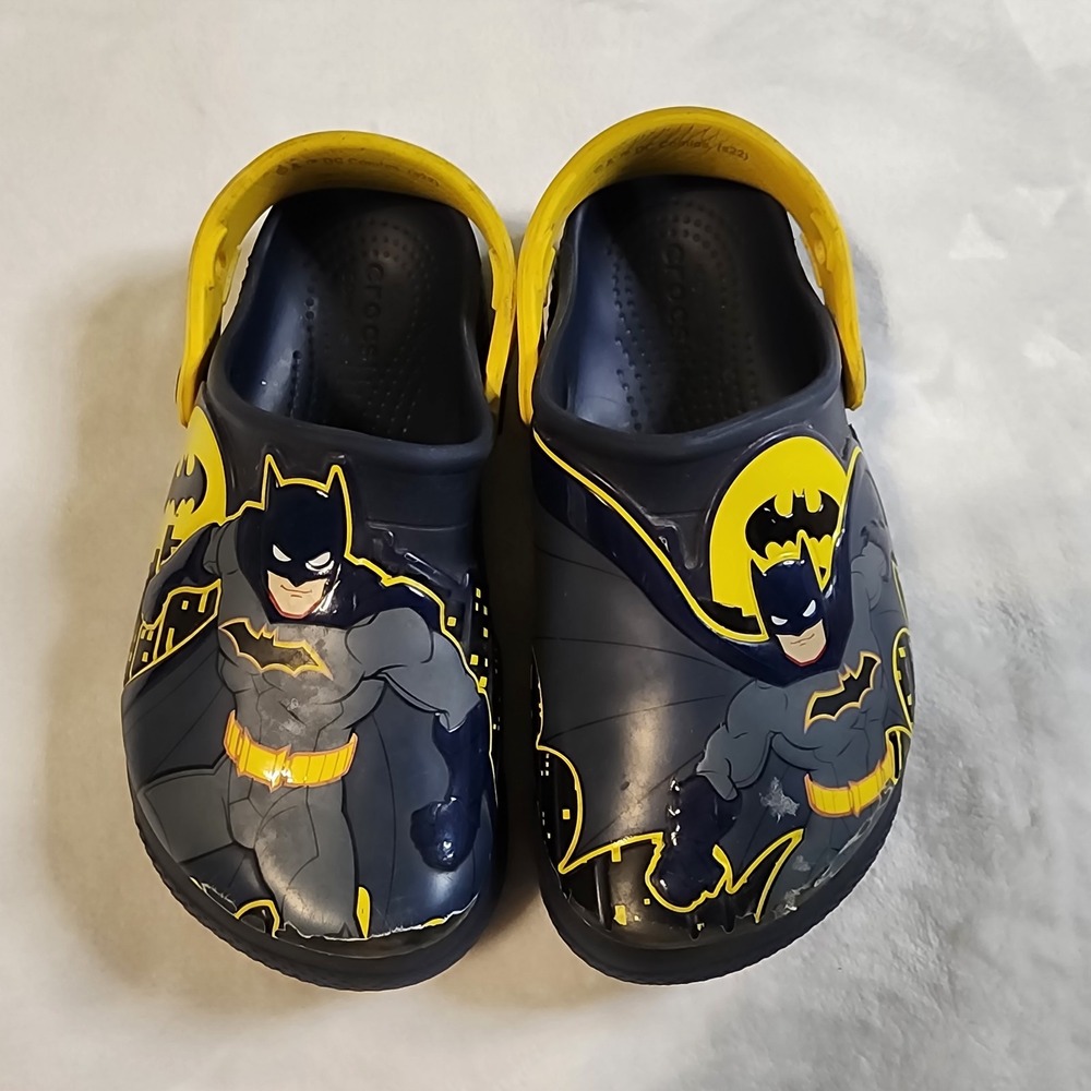 Crocs Batman Slip-On Clog with Yellow Strap, Kids Size 1